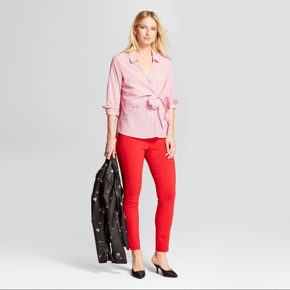 Striped Long Sleeve Contrast Wrap Shirt - Picture 3 of 3